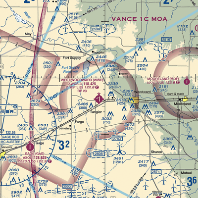 West Woodward Airport (WWR) VFR Sectional  Gaming Mouse Pad