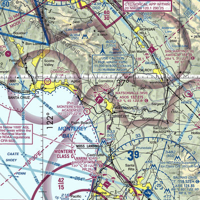 Watsonville Municipal Airport (WVI) VFR Sectional  Gaming Mouse Pad