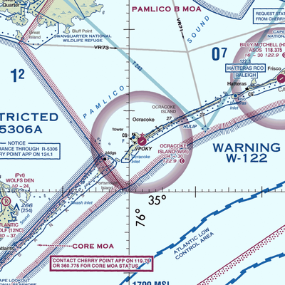 Ocracoke Island Airport (W95) VFR Sectional  Gaming Mouse Pad