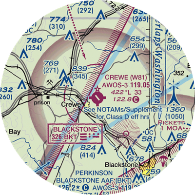 Crewe Municipal Airport (W81) VFR Sectional  Gaming Mouse Pad