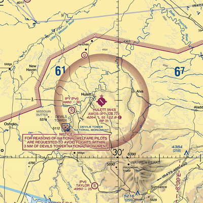 Hulett Municipal Airport (W43) VFR Sectional  Gaming Mouse Pad