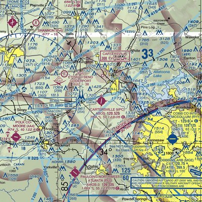 Cartersville Airport (VPC) VFR Sectional  Gaming Mouse Pad