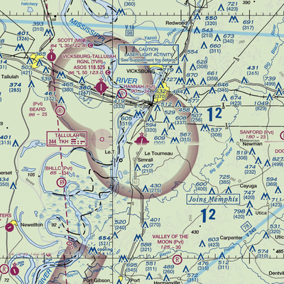 Vicksburg Municipal Airport (VKS) VFR Sectional  Gaming Mouse Pad