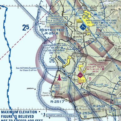 Vandenberg Air Force Base (VBG) VFR Sectional  Gaming Mouse Pad