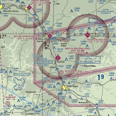 West Plains Municipal Airport (UNO) VFR Sectional  Gaming Mouse Pad