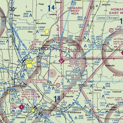 Quincy Regional Baldwin Field (UIN) VFR Sectional  Gaming Mouse Pad