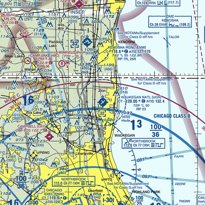 Waukegan National Airport (UGN) VFR Sectional  Gaming Mouse Pad