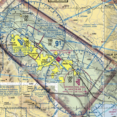 Bermuda Dunes Airport (UDD) VFR Sectional  Gaming Mouse Pad