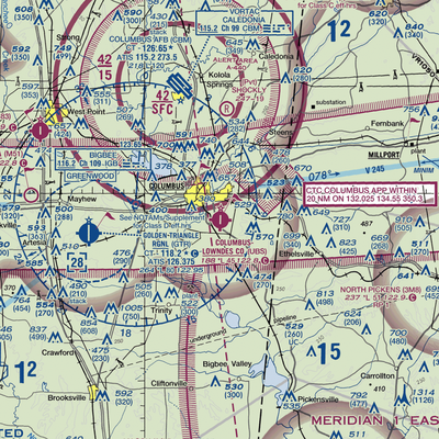 Columbus Lowndes County Airport (UBS) VFR Sectional  Gaming Mouse Pad