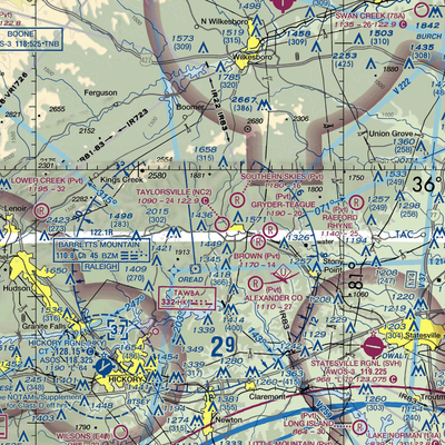 Taylorsville Airport (NC2) VFR Sectional  Gaming Mouse Pad