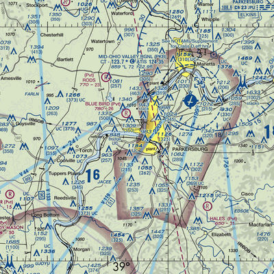 West Parkersburg Seaplane Base (WV38) VFR Sectional  Gaming Mouse Pad