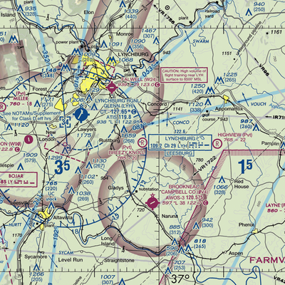 Breezy Knoll Airport (VA13) VFR Sectional  Gaming Mouse Pad