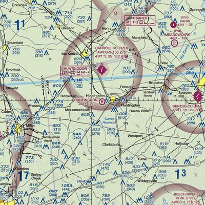 Huntingdon Airport (TN16) VFR Sectional  Gaming Mouse Pad