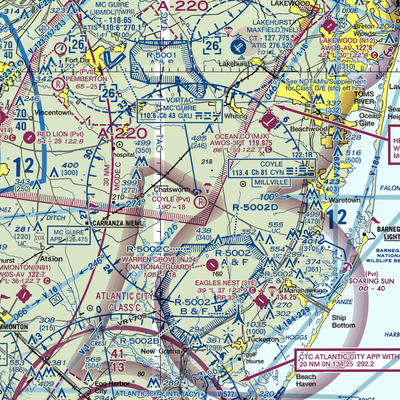 Coyle Field (NJ20) VFR Sectional  Gaming Mouse Pad