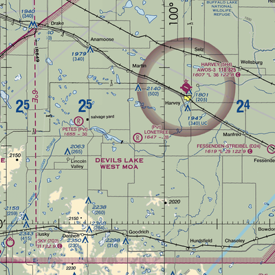 Lonetree Airstrip (ND72) VFR Sectional  Gaming Mouse Pad