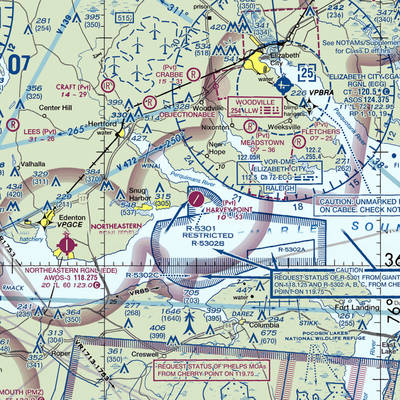 Harvey Point Defense Testing Activity Airport (NC01) VFR Sectional  Gaming Mouse Pad