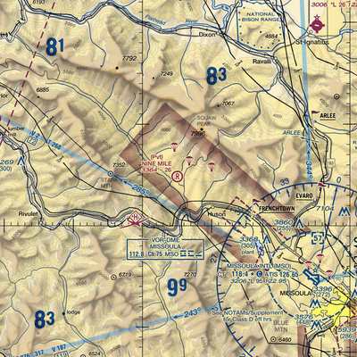 Nine Mile Airport (MT52) VFR Sectional  Gaming Mouse Pad