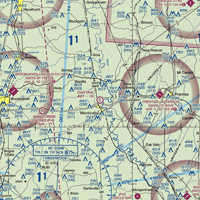 Clay Airport (MS50) VFR Sectional  Gaming Mouse Pad