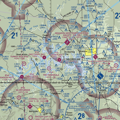 Kimberling Airport (MO64) VFR Sectional  Gaming Mouse Pad