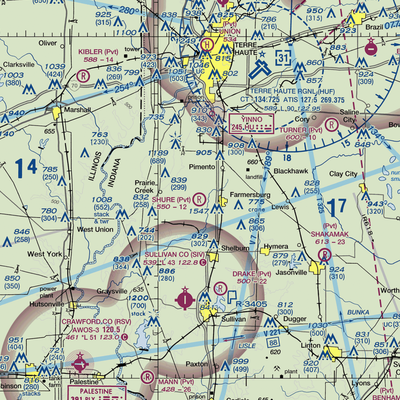 Shure Airport (IN57) VFR Sectional  Gaming Mouse Pad