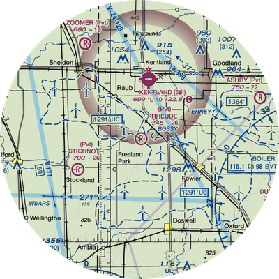 Rheude Airport (II08) VFR Sectional Sticker (30 mile)