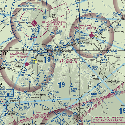 Green Airfield (96MU) VFR Sectional  Gaming Mouse Pad