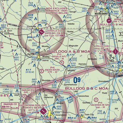 Midville International Airport (92GE) VFR Sectional  Gaming Mouse Pad