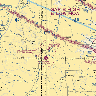 Camp Crook Municipal Airport (8OA5) VFR Sectional  Gaming Mouse Pad