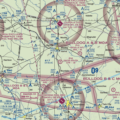 Paces South Farms Airport (82GA) VFR Sectional  Gaming Mouse Pad