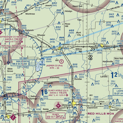 Jasper County Flying Club Airport (7LL3) VFR Sectional  Gaming Mouse Pad