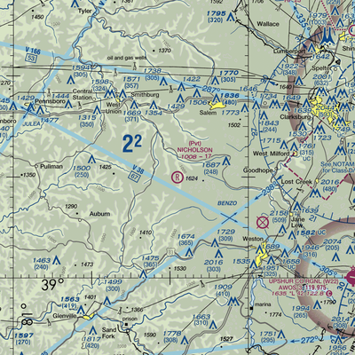 Nicholson Airport (75WV) VFR Sectional  Gaming Mouse Pad