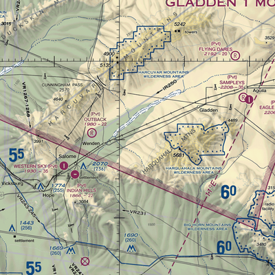 Wood's Airstrip (60AZ) VFR Sectional  Gaming Mouse Pad