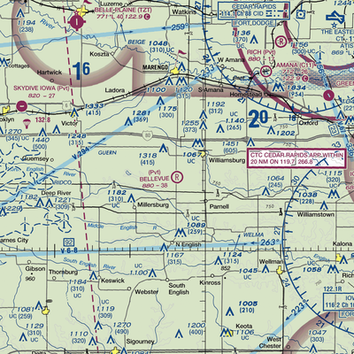 Bellevue Farms Airport (59IA) VFR Sectional  Gaming Mouse Pad