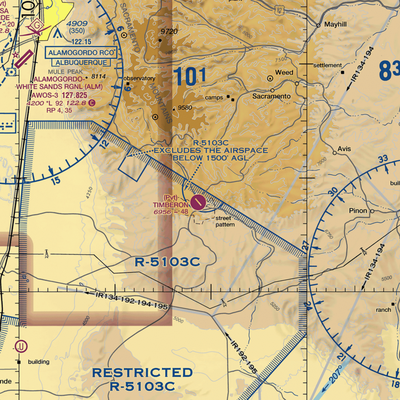 Timberon Airport (52NM) VFR Sectional  Gaming Mouse Pad