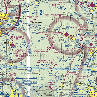 Rotors & Wings Airport (46MI) VFR Sectional  Gaming Mouse Pad