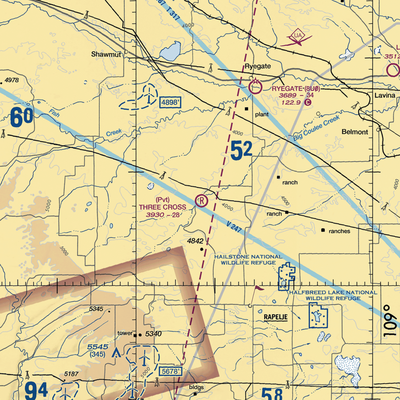 Three Cross Ranch Airport (3MT3) VFR Sectional  Gaming Mouse Pad