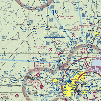 Root Hog Airport (3MS3) VFR Sectional  Gaming Mouse Pad