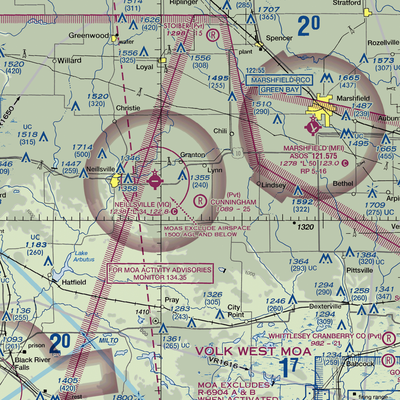 Cunningham Airport (2WN6) VFR Sectional  Gaming Mouse Pad