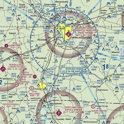 Plane-O-Field Airport (2KY3) VFR Sectional  Gaming Mouse Pad