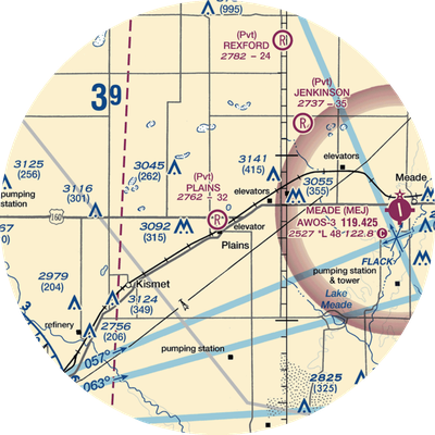 Plains Municipal Airport (2KS5) VFR Sectional Sticker (30 mile)