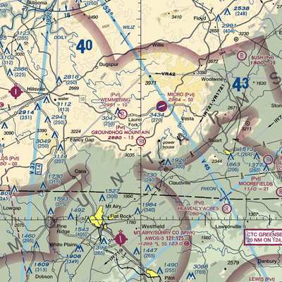 Groundhog Mountain Airport (00VI) VFR Sectional  Gaming Mouse Pad