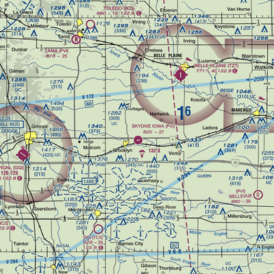 Skydive Iowa Airport (09IA) VFR Sectional  Gaming Mouse Pad