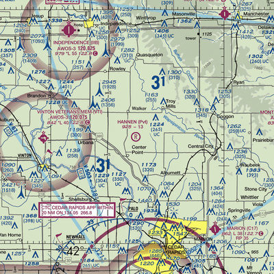 Hannen Airport (0IA8) VFR Sectional  Gaming Mouse Pad