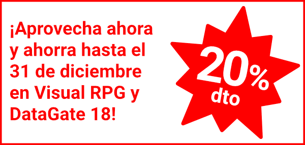 Ahorre un 20 % en la actualización a Visual RPG y DataGate 18.