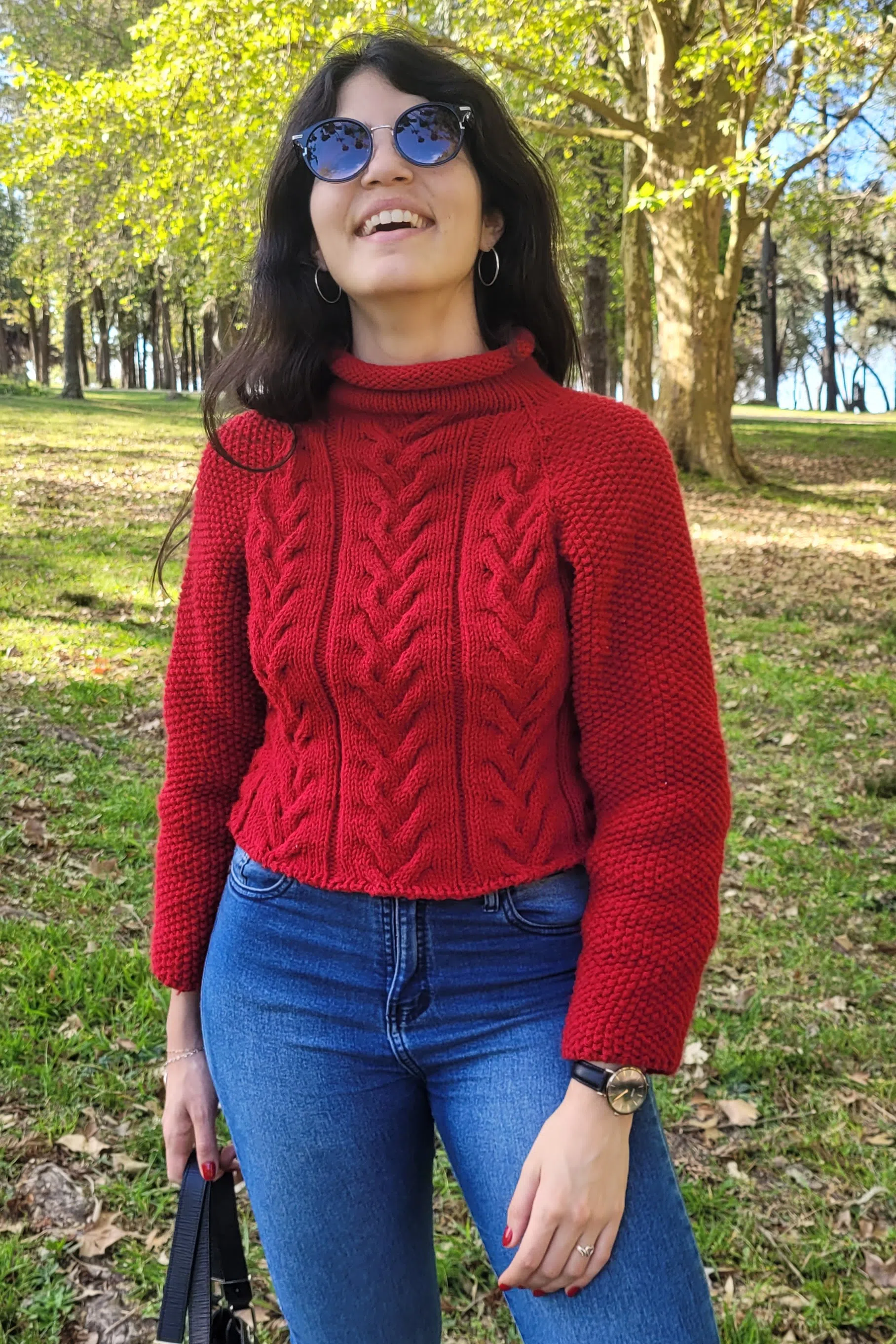 Sweater en agujas circulares - Cherry