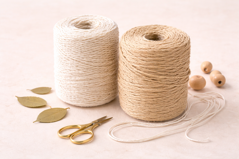 raffia and cord yarn for crochet