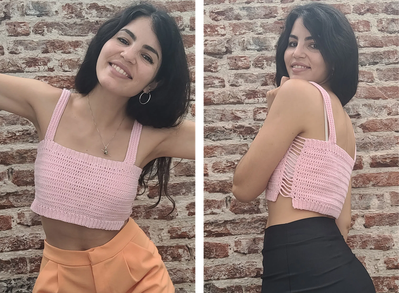 top flow crochet with lace 2 photos