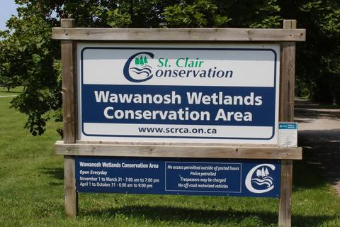 Sign at the entrance to Wawanosh Wetlands.