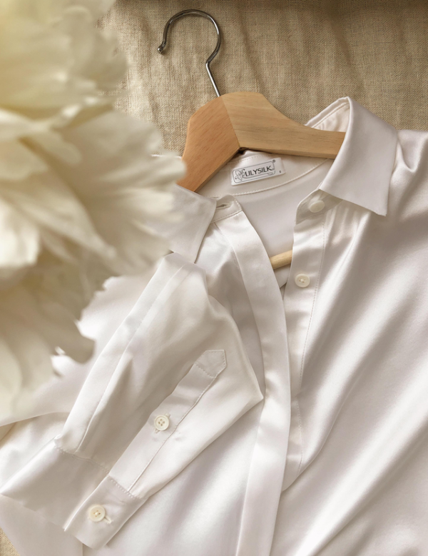 Image for Chemise blanche pure soie - Lilysilk
