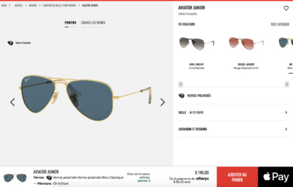 Featured image for Lunette soleil Rayban (Or)